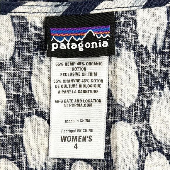 NWOT Patagonia Blue Polka Dot Hemp - Cotton Blend Sleeveless Drawstring Dress - Picture 11 of 13
